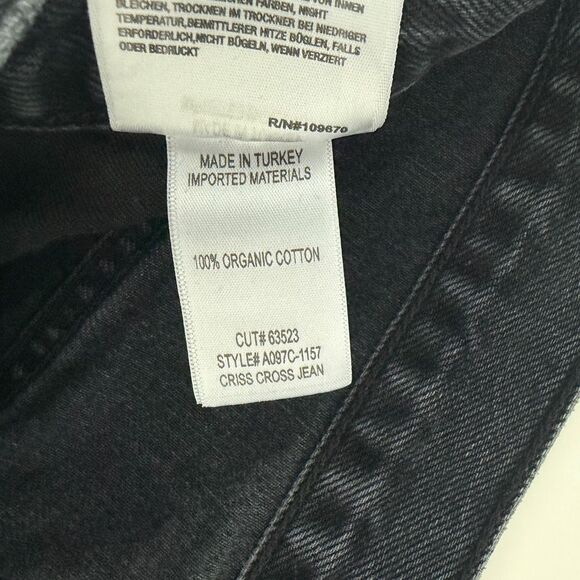 AGOLDE Criss Cross Jeans Womens 26 Black Washed Upsized Organic Cotton Straight - Picture 9 of 12